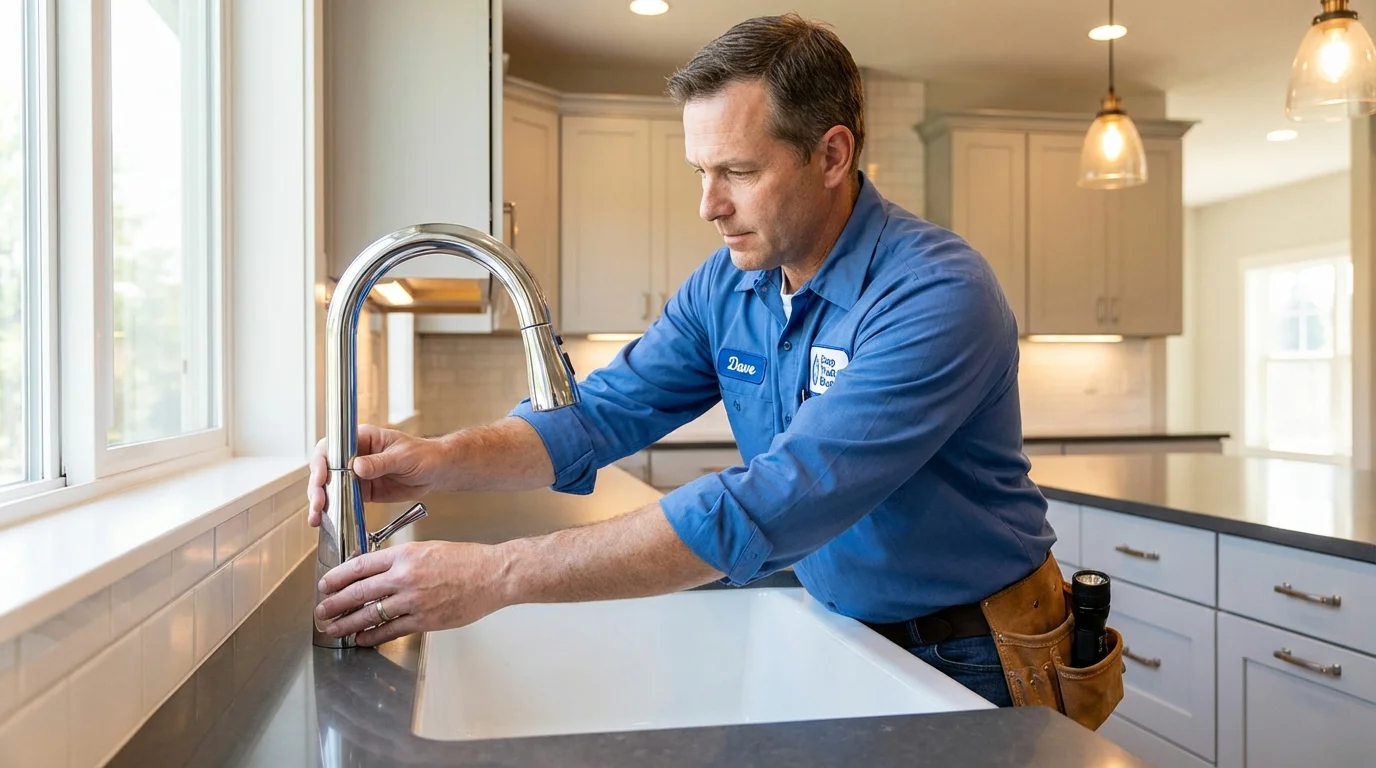 Kitchen faucet installation by Johns Plumbing LLC in Becket