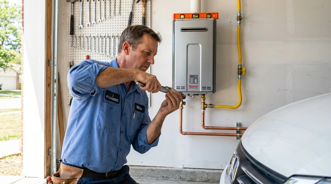 Tankless water heater installation by a Johns Plumbing LLC plumber in Becket
